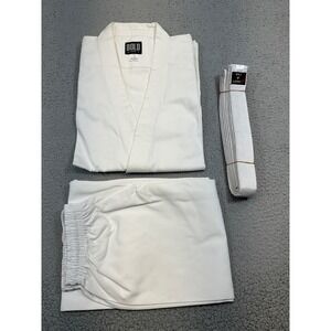 Bold Look Martial Arts Gi Uniform Kids Size 4 White Excellent 3-Piece Set Belt
